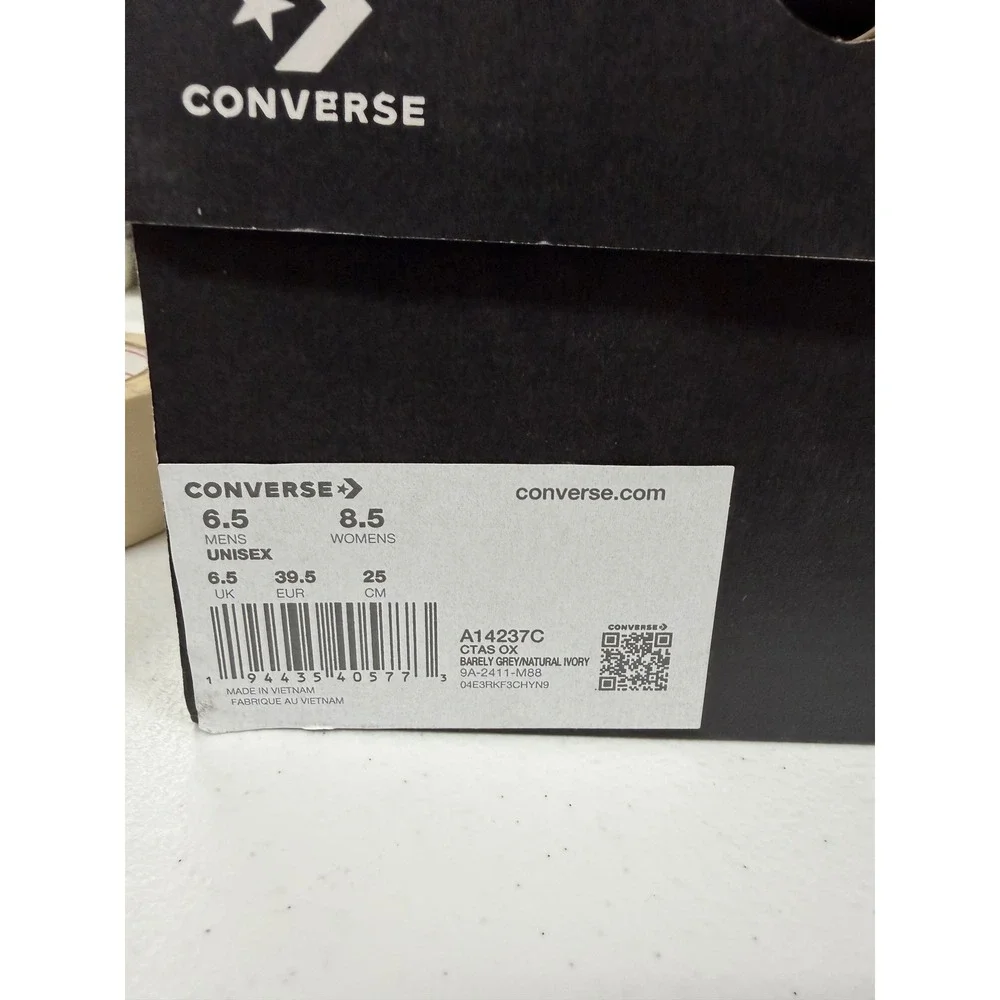 Converse Chuck Taylor All Star Ox Barely Grey Natural Ivory Suede Mens 6.5 NEW - Picture 7 of 7